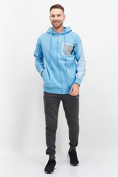 Tribe of 6 Men Graphic Full Zip Long Sleeves Hoodie, Aqua Blue
