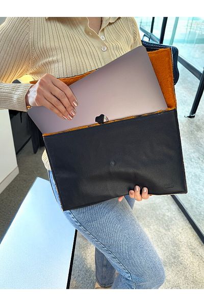 PLUSH STUDIO Ledcase 13.3-14 инчов куфарче за компютър (кожа, плюш), оранжево, черно