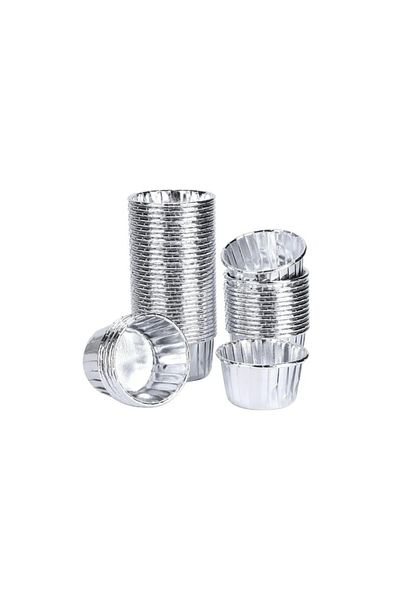 Ambalaj Evi Silver Muffin Cup 25 Pieces Metallic Cupcake Whip Suflées Baking Capsule