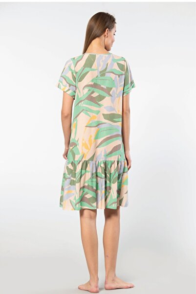 TÜREN Φόρεμα με υφαντό κουμπί 3603/Πράσινο