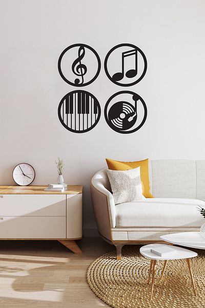 Kuzeylina Tablou decorativ din lemn MDF cu nota muzicală - Decor de perete cu tematică muzicală (40x40 cm)