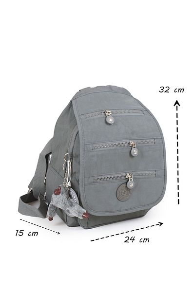İMAKS Small Size Crinkle/Clinker Waterproof Multi-Compartment Long Strap Casual Hand Shoulder and Backpack Gray 13-5A