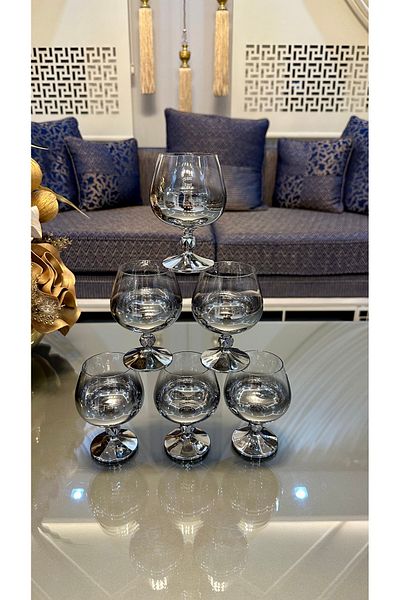 Turkuaz kristal Bohemıa Crystal Titanium Silver Coffee Side Water Glass 250 Cc