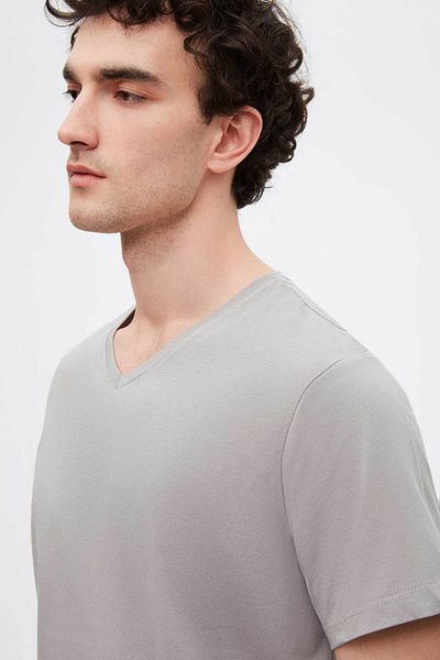 D'S Damat Μπλουζάκι Slim Fit Grey V-Neck 100% βαμβάκι