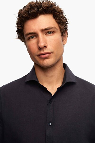 D'S Damat Ds Damat Slim Fit sötétkék klasszikus nyakkendő hosszú ujjú, könnyen vasalható ing