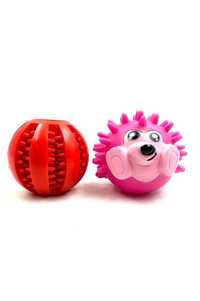 Tasma Market Reward Dog Teeth Scratching Ball with Food Storage Bowl and Hedgehog