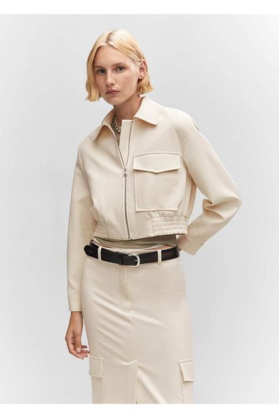 MANGO Woman Bomber Jacket - Μοντέλο με τσέπες