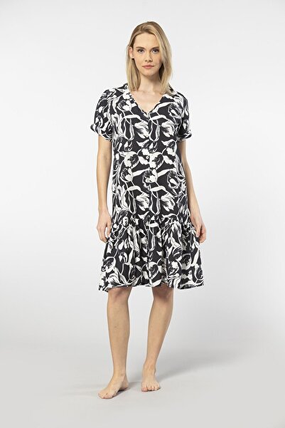 TÜREN Türen Φόρεμα με υφαντό κουμπί 3603/Μαύρο