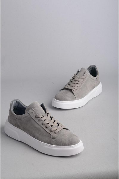 SEÇ KUNDURA Genuine Leather Men's Sneakers - Select 2501, Gray Suede