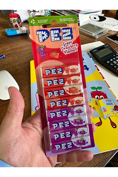 Pez Pez 8 Pcs. 8-Piece Blister Refill Candy Set with Grapes and Strawberries