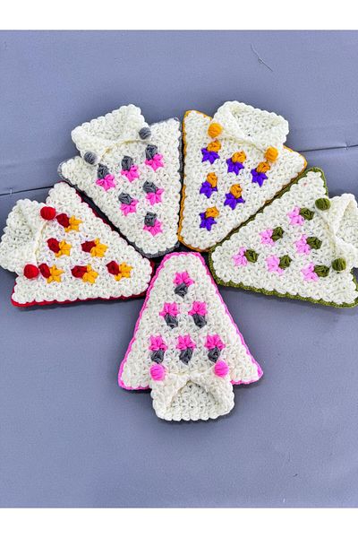Dantelux Trend Imb Hand Knitted 5 Pieces Cream Color Collar Model Fiber