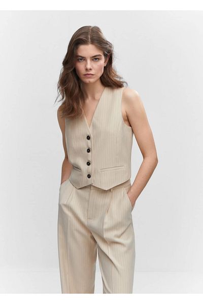 MANGO Woman Vestă diplomatică cu dungi