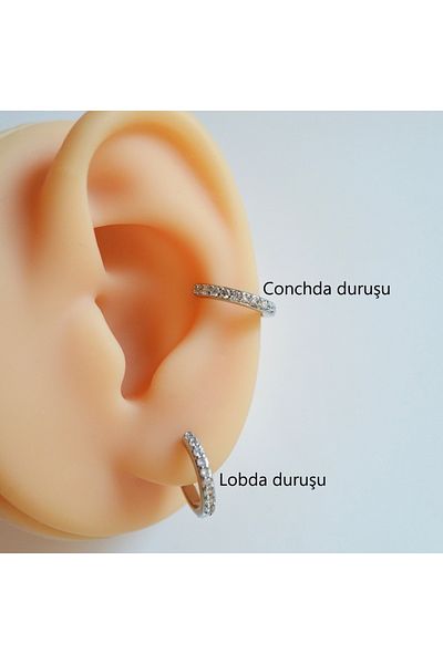 Heppii 10 mm Silver Color Stone Ring Piercing - Helix Lobe Conch Cartilage