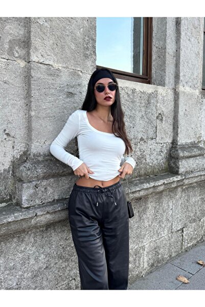 minaaise Жіночий екрю боді з бавовняної тканини з човниковим коміром 28338