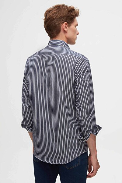 D'S Damat Slim Fit sötétkék csíkos ing