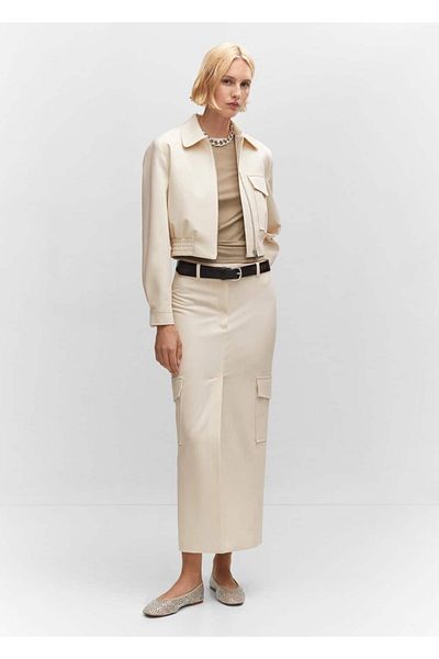 MANGO Woman Bomber Jacket - Μοντέλο με τσέπες