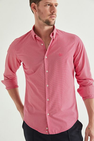 D'S Damat Slim Fit Fuchsia Gingham πουκάμισο