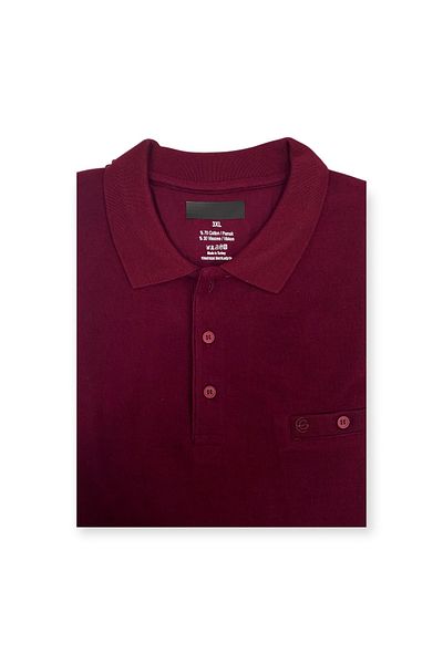 Ercan Men's Plus Size Polo Neck Thessaloniki Knit Burgundy Sweater 2142