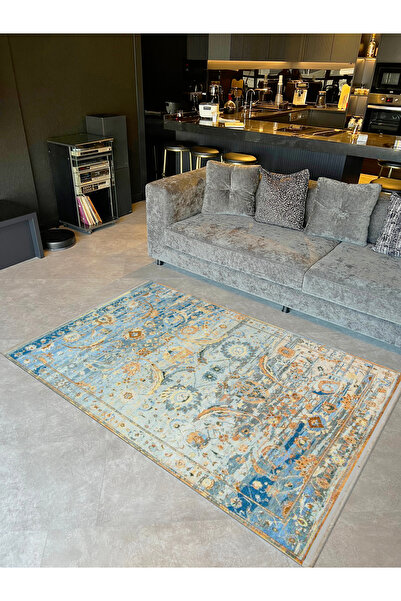 Rugs Modern Halı Barcelona Koleksiyonu Mavi Tonlarda Soyut Motifli ve Gelenek...