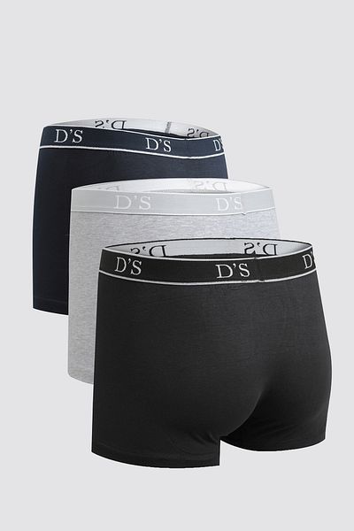 D'S Damat Ελαστικό σετ μπόξερ 3 τεμαχίων Lycra - Μικτό χρώμα γαμπρού, ελαστική μέση, λογότυπο μάρκας