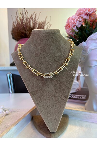 Moonjy VIP الصلب الذهب هاردوير الزركون حجر كبير الحجم سلسلة قلادة