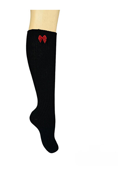 Yonca Butik Yün kurdele Detaylı Diz altı Bot çorabı