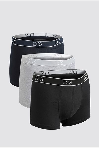 D'S Damat Ελαστικό σετ μπόξερ 3 τεμαχίων Lycra - Μικτό χρώμα γαμπρού, ελαστική μέση, λογότυπο μάρκας