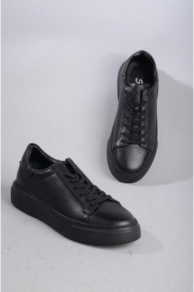 SEÇ KUNDURA SEÇ 2501 HAKİKİ DERİ ERKEK SNEAKERS AYAKKABI SİYAH-SİYAH