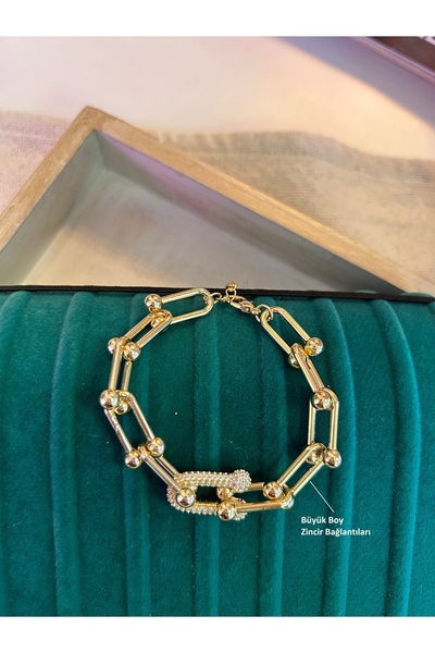 Moonjy VIP الصلب الذهب الزركون حجر هاردوير سلسلة كبيرة الحجم سوار