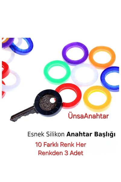 ÜNSA Anahtar 30X Silicone Key Cap Flexible Elastic Head Cover Mixed Color