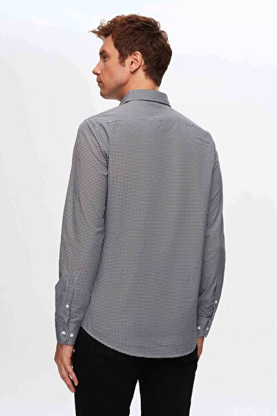 D'S Damat Ds Damat Slim Fit Lacivert Pötikare Gömlek