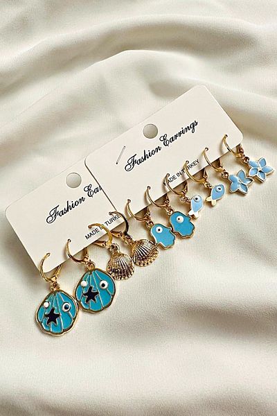 PETEK AKSESUAR 10 Piece Shell Earring Set