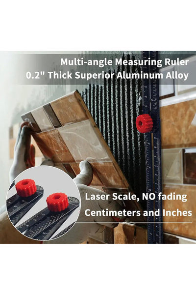 BGA Tile Engineer 4 Lever Ruler - Tile Hole Locator, Ruler Angle Finder, Folding Measuring Protractor Template Ruler