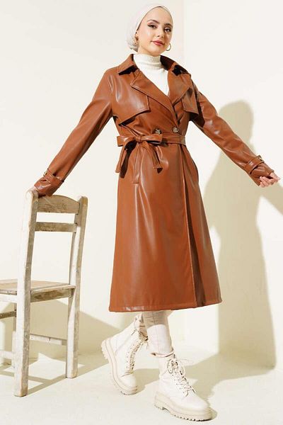 YILMAZBARMAZ WOMEN'S LEATHER TRENCH COAT