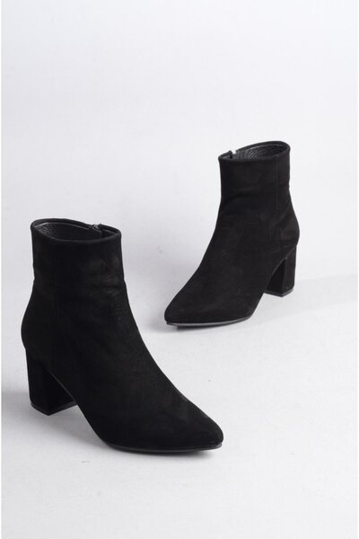 SEÇ KUNDURA ΓΝΗΣΙΟ Δερμάτινο Μποτάκι με τακούνι - SELECT 001 Μαύρο Suede, 6cm