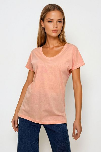 VAGGON Γυναικείο T-shirt σε σκόνη V-Neck Basic Vgn-1045-a