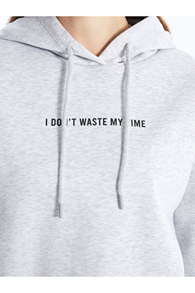 LC Waikiki Lcwk Printed Long Sleeve Oversize Women's Thick Hoodie