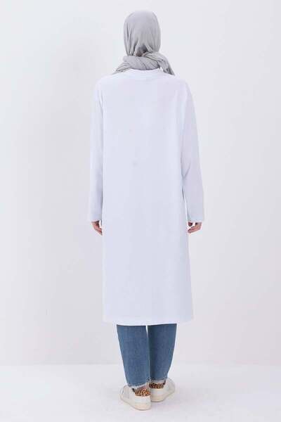 ALLDAY White-Cotton Side Slit Sheet Printed Tunic