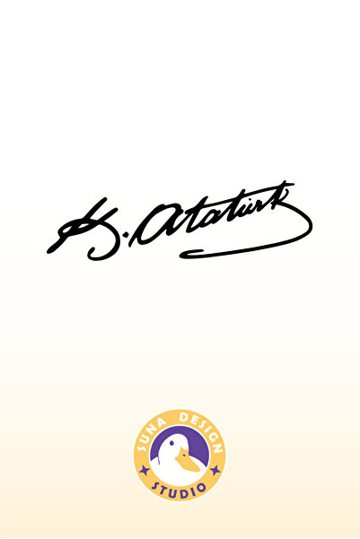 SUNA Ataturk İmzası Sticker Araba-Motosiklet-Laptop-Duvar Uyumlu Folyo Sticke...