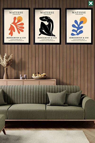 Öz Kupa Dekoratif 3’lü Set 20x 30 Cm Çerçeve Görünümlü Modern Mdf Tablo