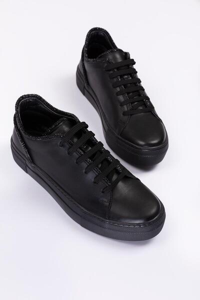 SEÇ KUNDURA Μαύρη πέτρα Λεπτομερή αθλητικά παπούτσια από γνήσιο δέρμα - Επιλέ...