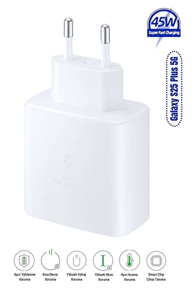 HANPORIUM Samsung Galaxy S25 Plus/S25 fE Uyumlu 45W Type-C Super Hızlı Şarj Adaptörü - İthalatçı Garantili