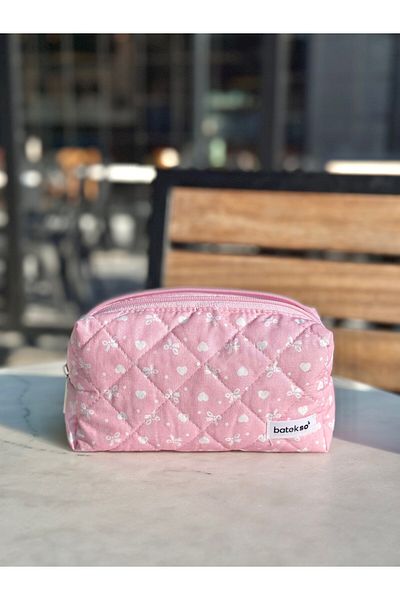 Batekso Pink Ribbon Patterned Pencil Bag