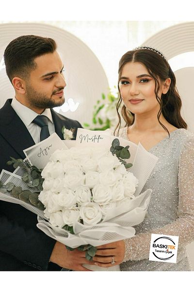 baskıtek Λευκό τεχνητό τριαντάφυλλο Ευκάλυπτος Λουλούδι Επιθυμίας, Λουλούδι Επισκόπησης, Λουλούδι Πρότασης Σύζυγου
