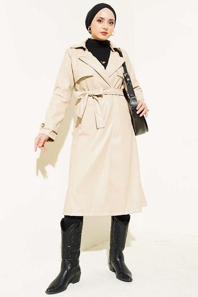 YILMAZBARMAZ WOMEN'S LEATHER TRENCH COAT
