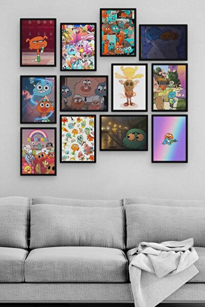 Pi Dekorasyon Gumball 12 Parça Ahşap Mdf Tablo Tgtb1277