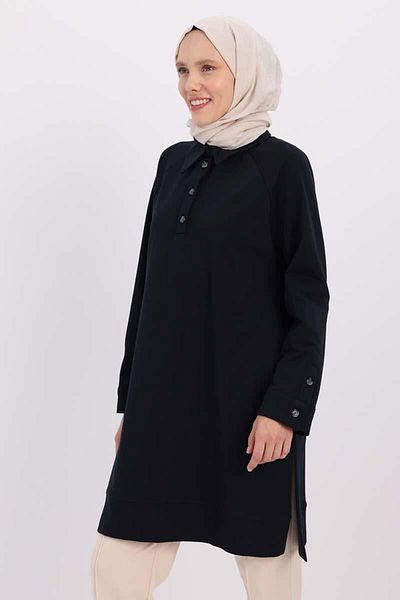 ALLDAY Navy Blue-Shirt Neck Half Slip Tunic