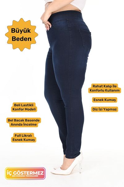 tarzımsüper Plus Size Full Lycra Stretchy Comfort Model Elastic Waist Recovery High Waist Leggings Jeans