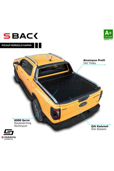 Life Tuning S-Dizayn Ford Ranger 4 S-Back Sürgülü Kapak Siyah V1 OEM Stil 2023 Üzeri
