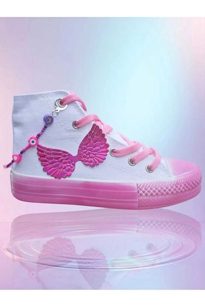 archiepet Adidași pentru fete cu imprimeu roz cu aripi și lanț de mărgele